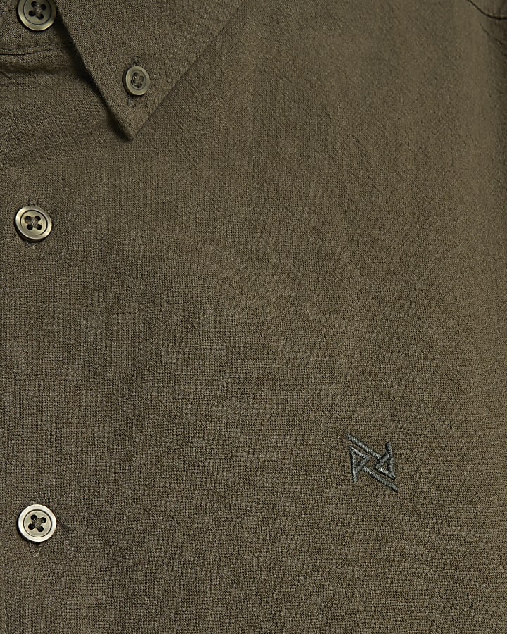 Khaki Slim Fit Washed Shirt