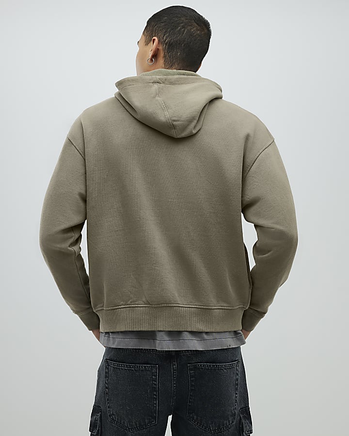 Khaki Oversized Fit Japanese Patch Hoodie
