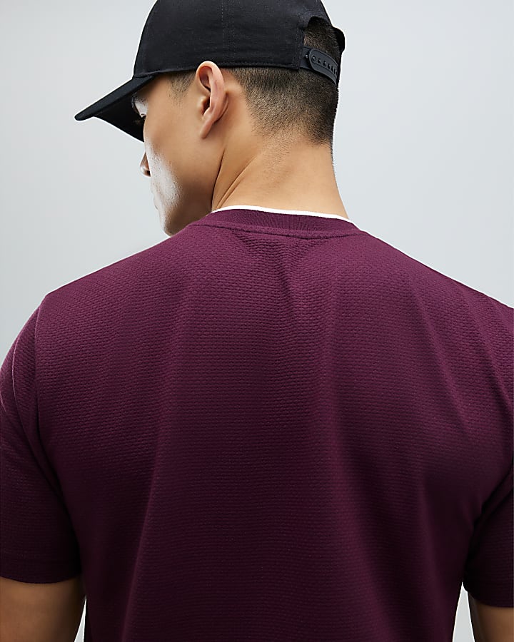 Red Slim Fit Textured T-Shirt