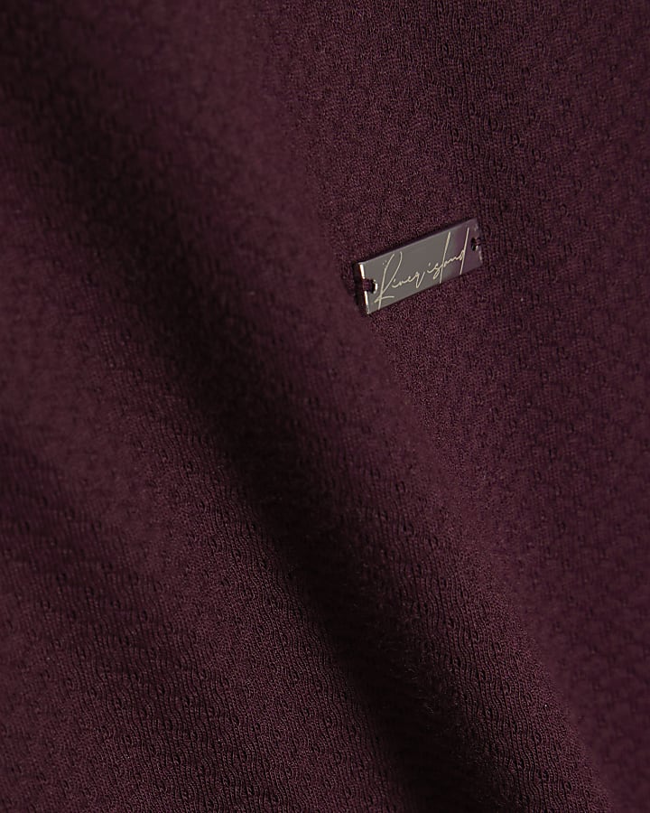 Red Slim Fit Textured T-Shirt