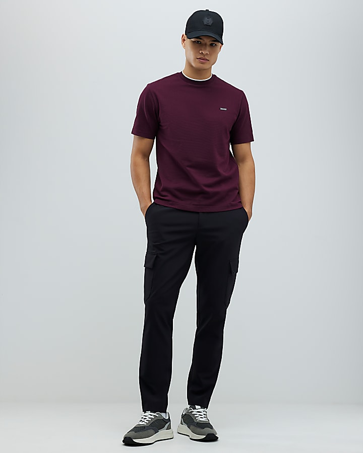 Red Slim Fit Textured T-Shirt