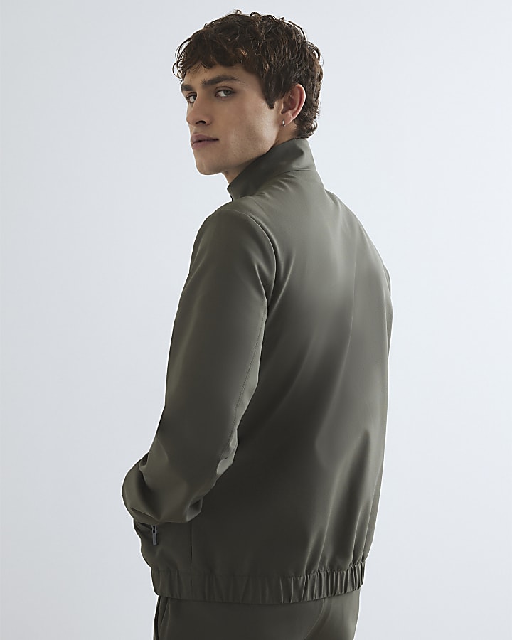 Khaki Skinny Fit Funnel Jacket