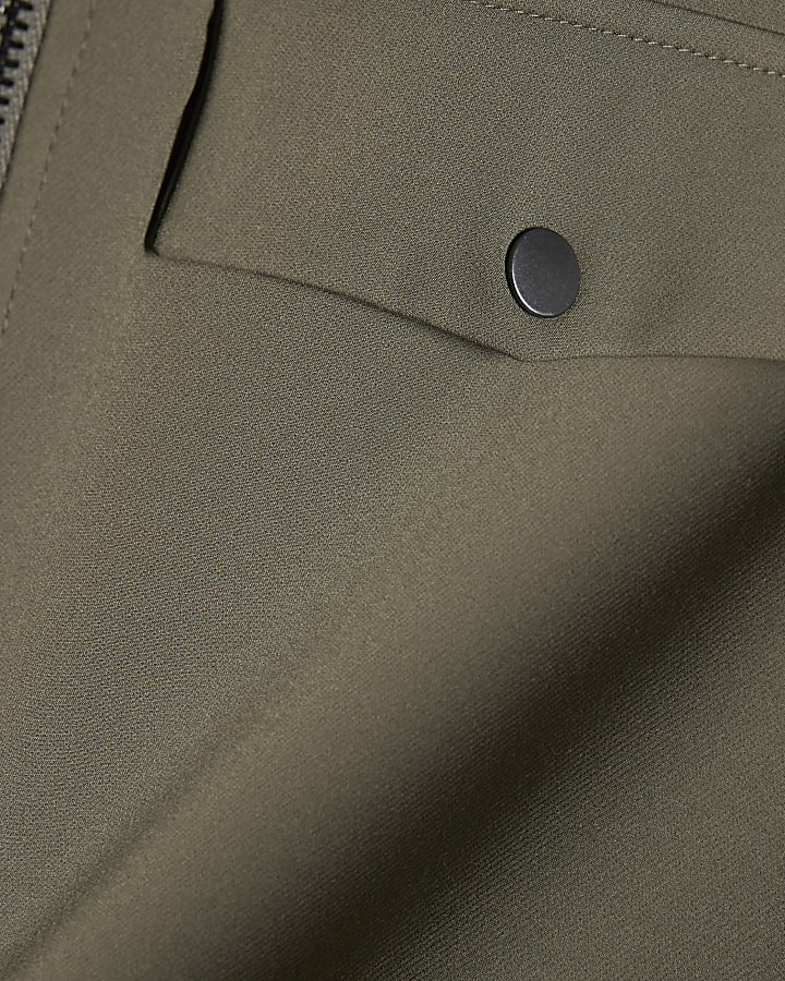 Khaki Skinny Fit Funnel Jacket