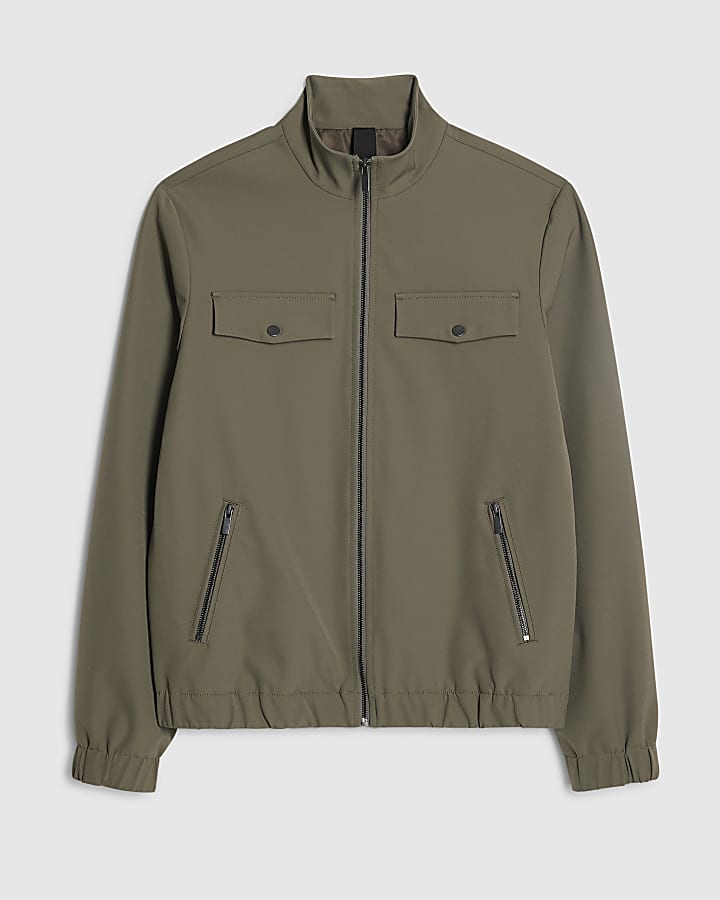 Khaki Skinny Fit Funnel Jacket