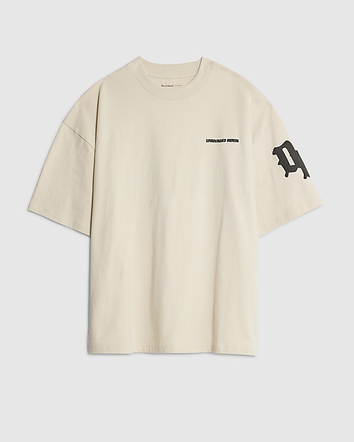 Beige Oversized Fit Dept Inc T-Shirt
