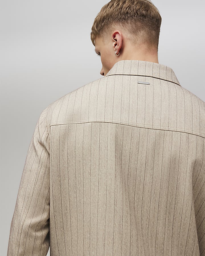 Beige Pinstripe Western Jacket