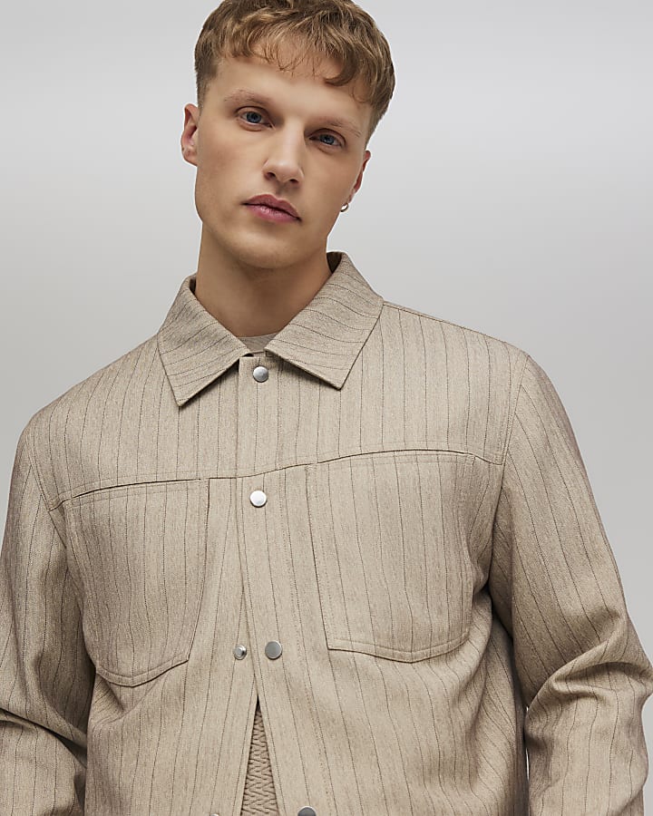 Beige Pinstripe Western Jacket