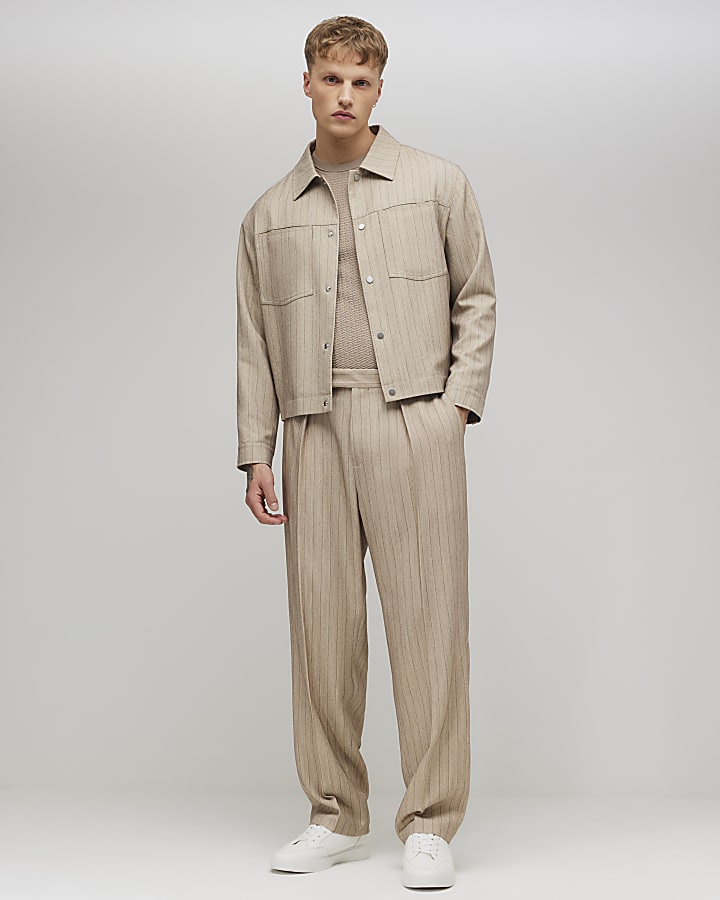 Beige Pinstripe Western Jacket