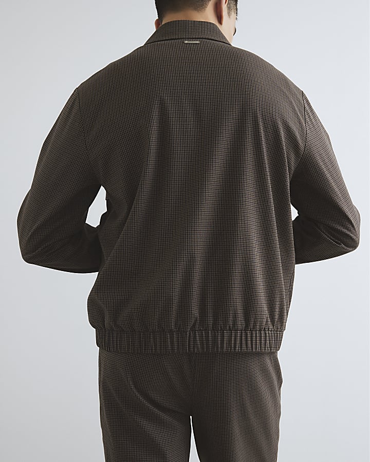 Brown Regular Fit Puppytooth Jacket