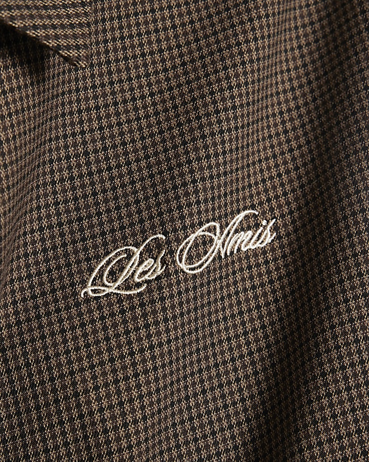 Brown Regular Fit Puppytooth Jacket