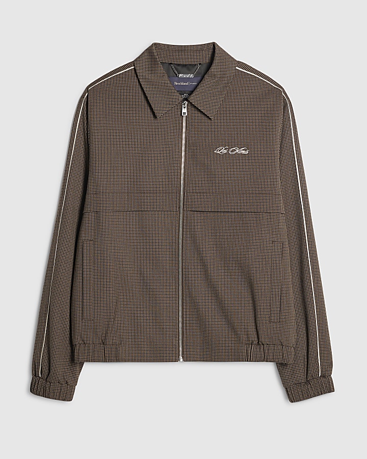 Brown Regular Fit Puppytooth Jacket