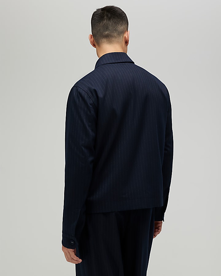 Navy Pinstripe Blazer Jacket