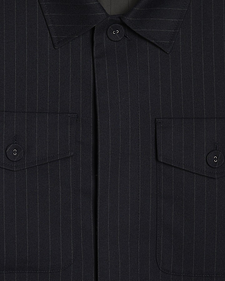 Navy Pinstripe Blazer Jacket