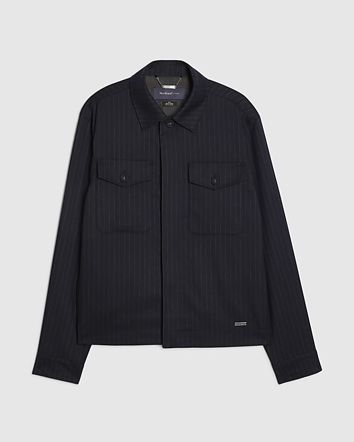 Navy Pinstripe Blazer Jacket