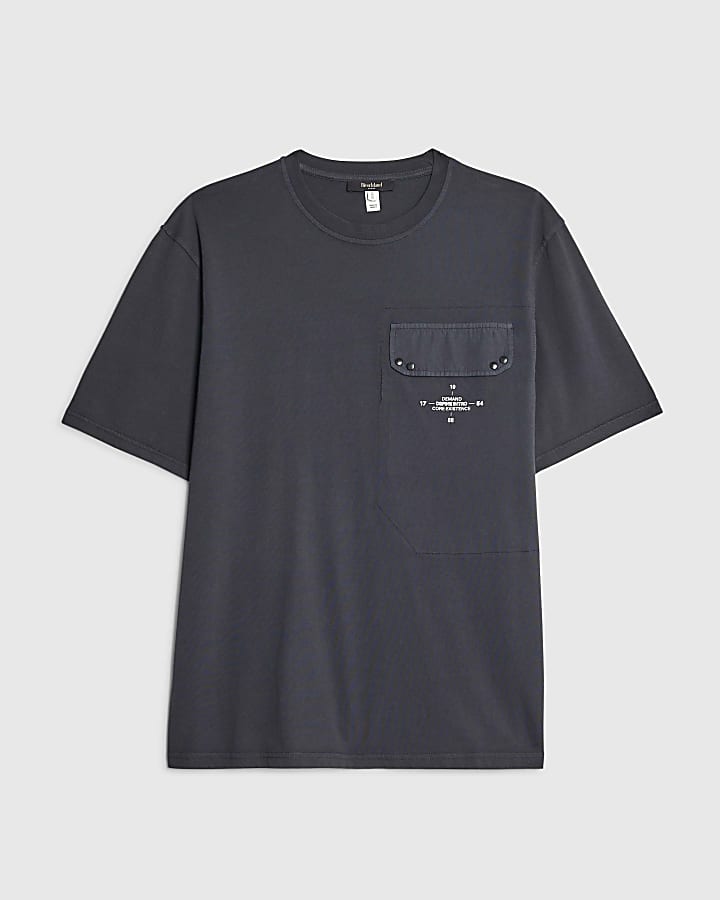 Grey Regular Fit Chest Pocket T-Shirt