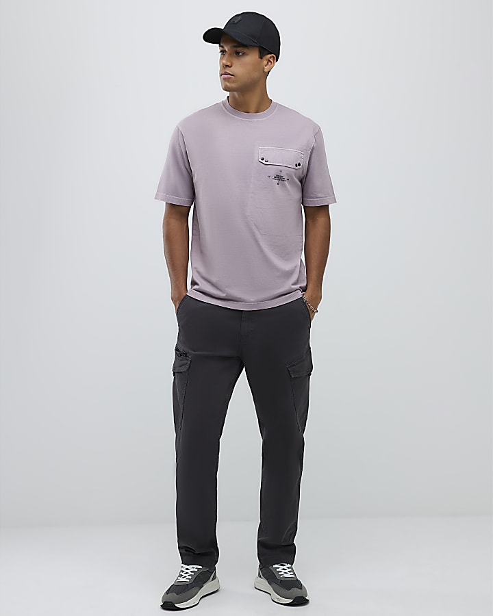 Purple Regular Fit Chest Pocket T-Shirt
