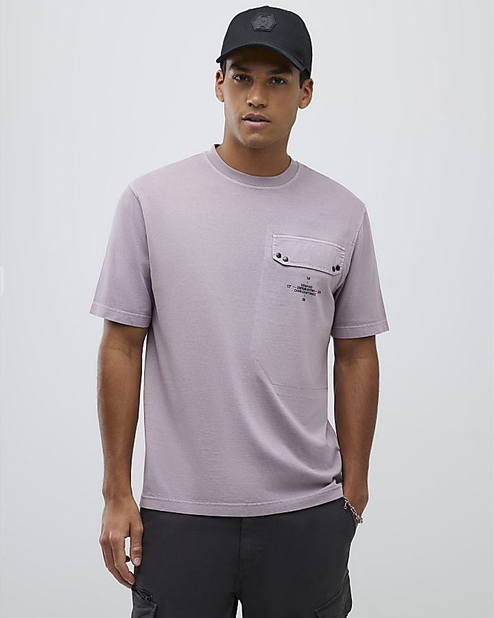 Purple Regular Fit Chest Pocket T-Shirt