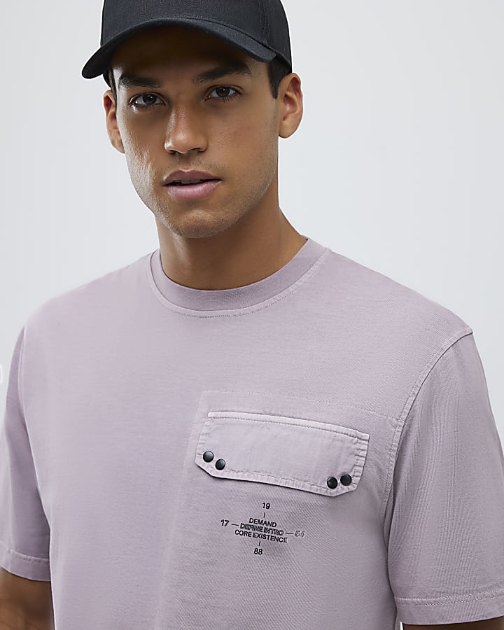 Purple Regular Fit Chest Pocket T-Shirt