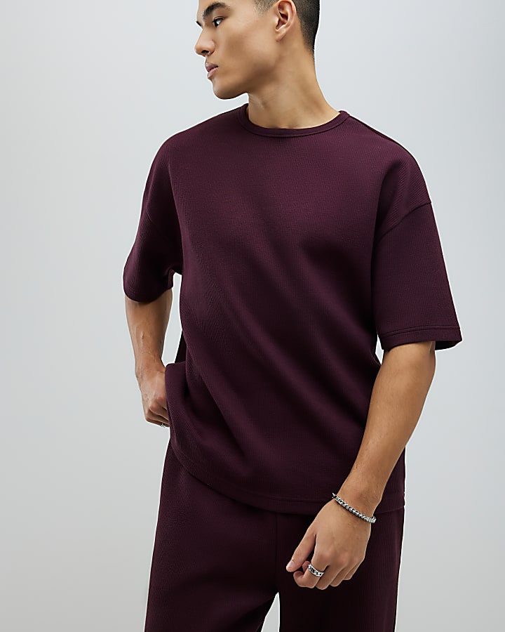 Red Oversized Fit T-Shirt And Joggers Set