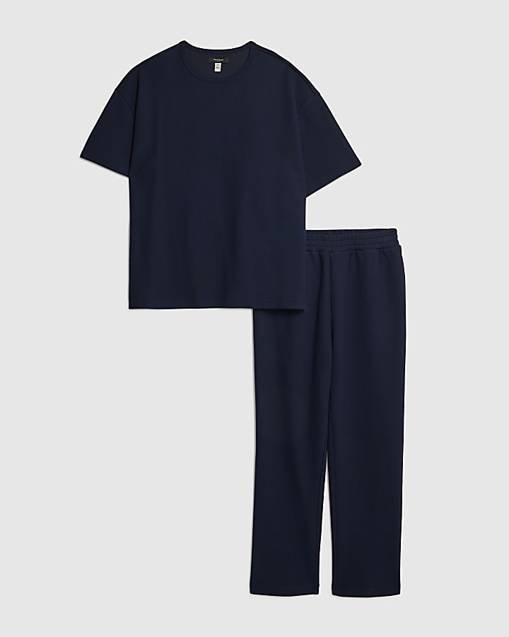 Navy Oversized Fit T-Shirt And Joggers Set