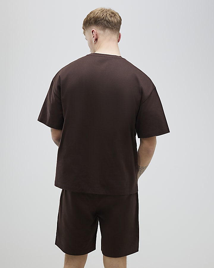 Brown Oversized Fit T-Shirt And Shorts Set