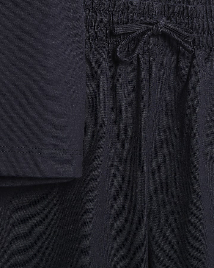 Navy Boxy Fit T-Shirt And Shorts Set