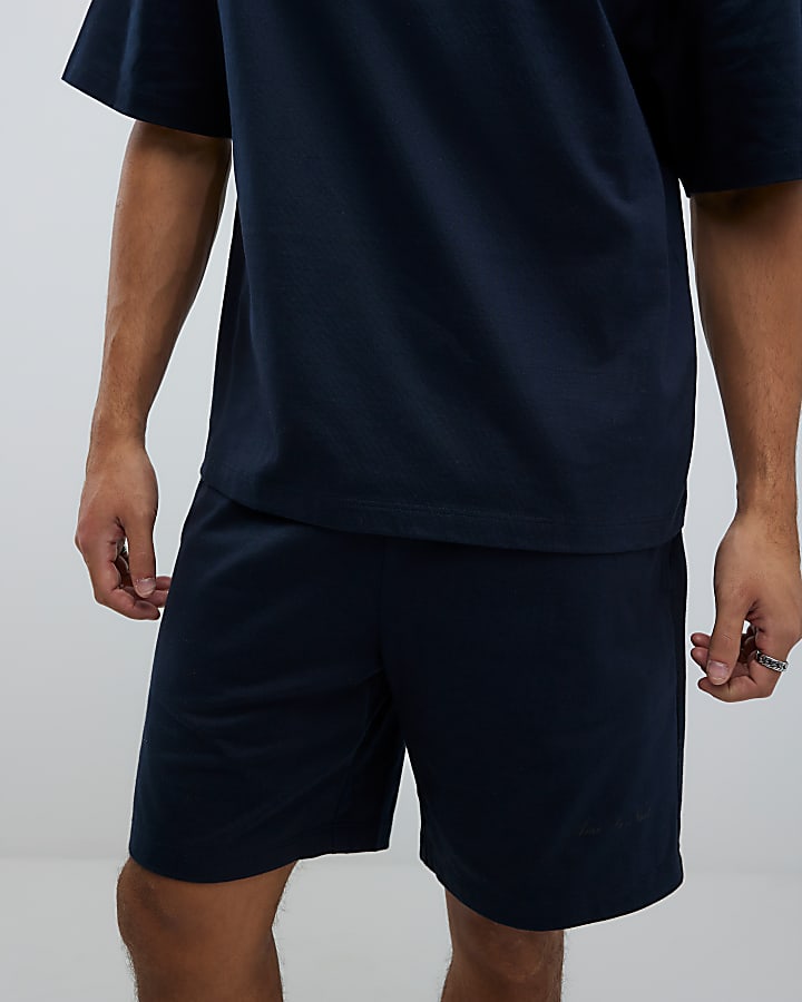 Navy Boxy Fit T-Shirt And Shorts Set
