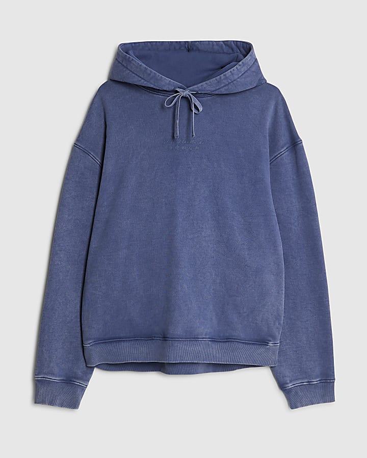 Blue Oversized Fit Japanese Snake Hoodie