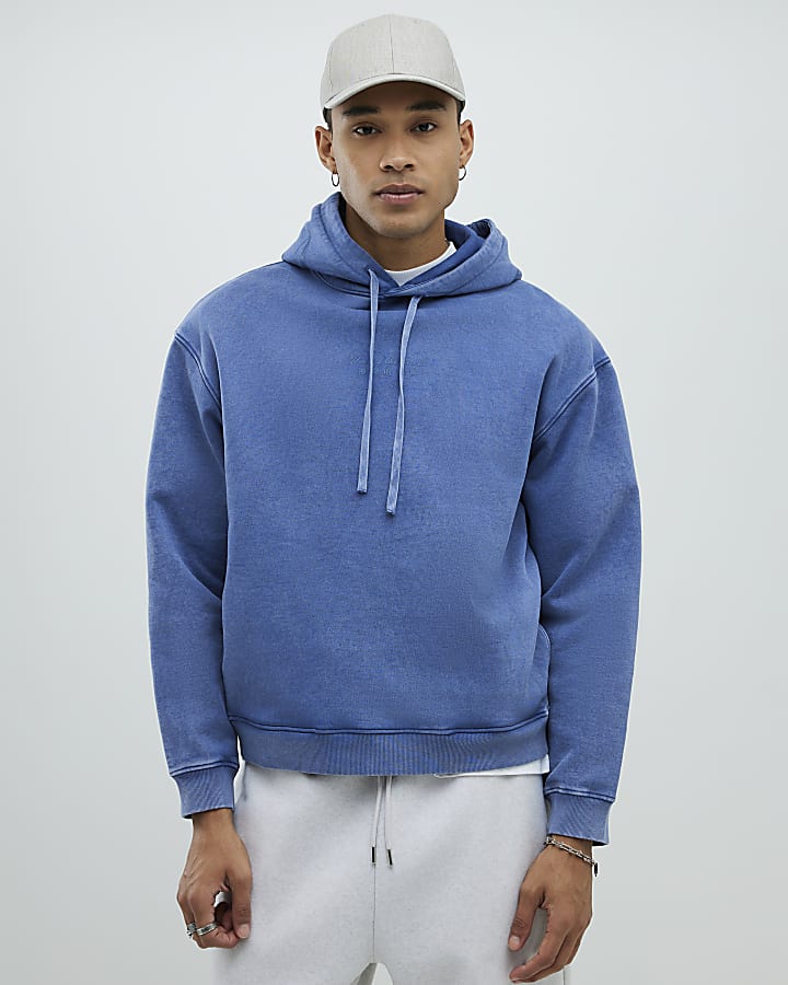 Blue Oversized Fit Japanese Snake Hoodie