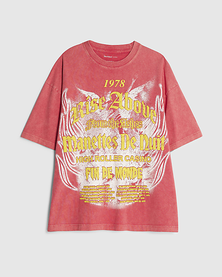 Pink Oversized Fit Rise Above T-Shirt