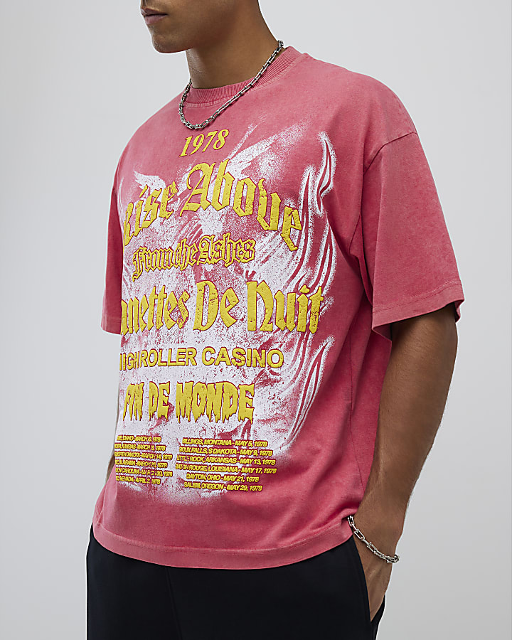 Pink Oversized Fit Rise Above T-Shirt