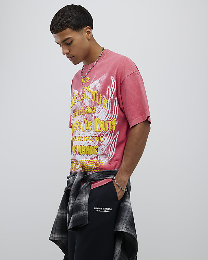 Pink Oversized Fit Rise Above T-Shirt