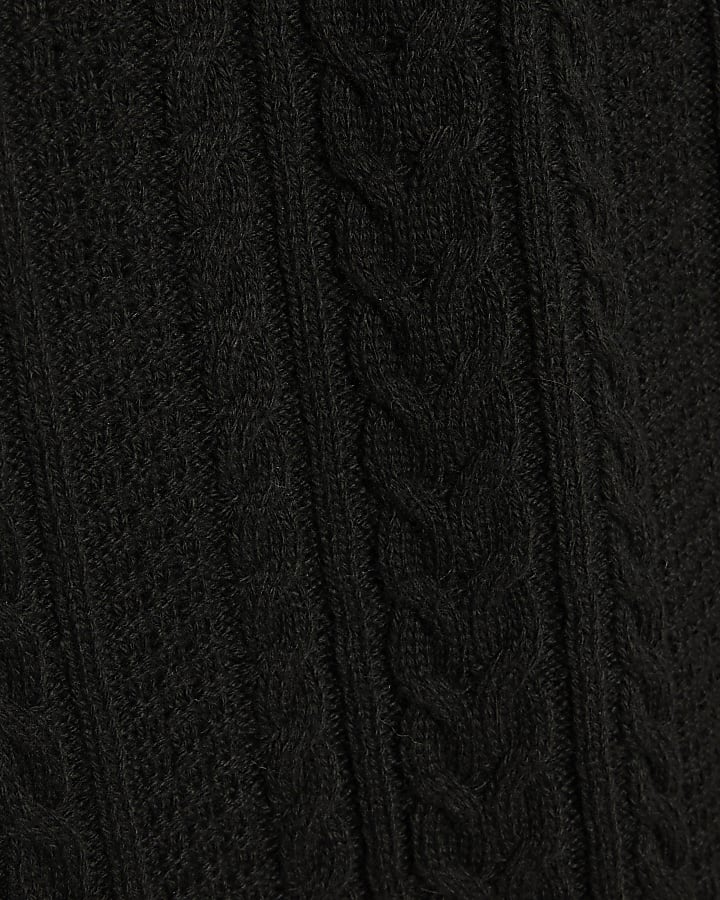 Black Slim Fit Cable Knit Jumper