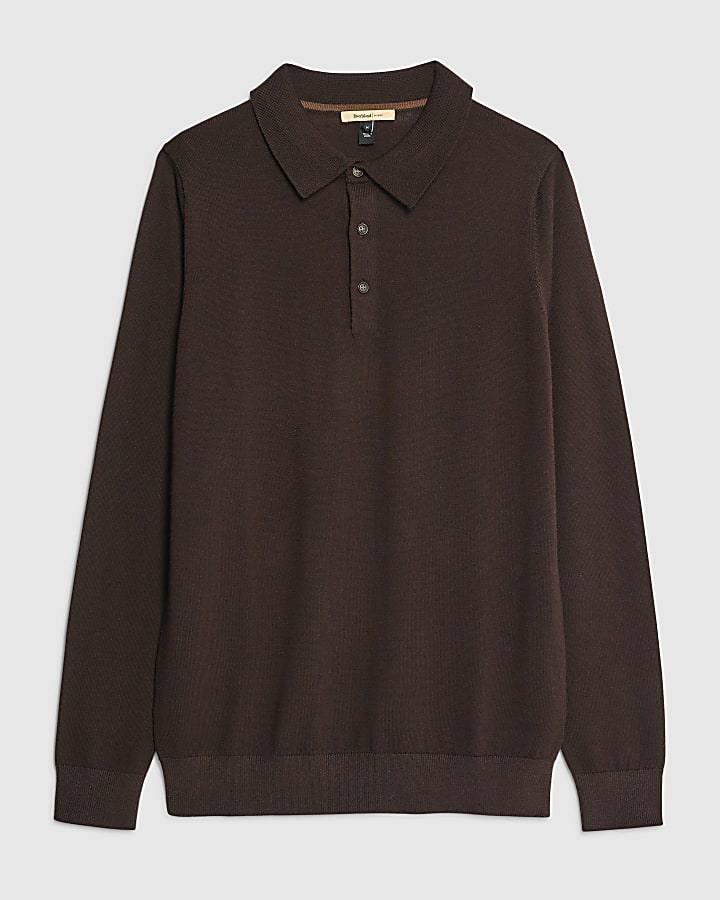 Brown Premium Merino Polo Shirt