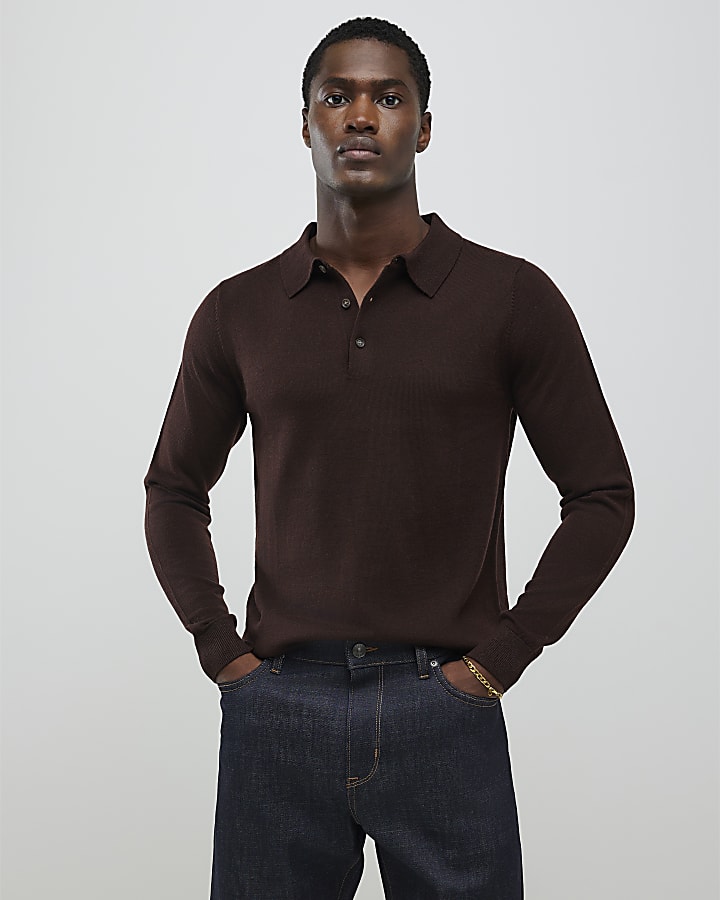 Brown Premium Merino Polo Shirt