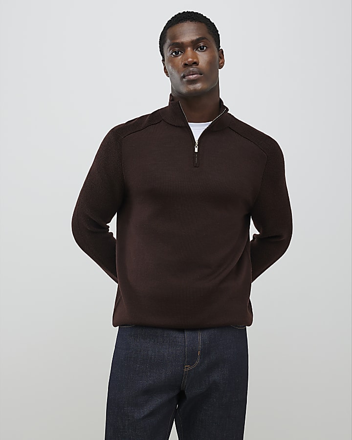 Brown Premium Funnel Neck Jumper