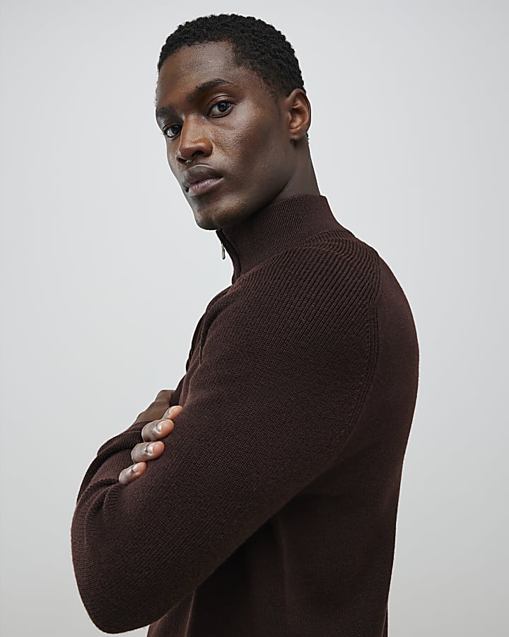 Brown Premium Funnel Neck Jumper