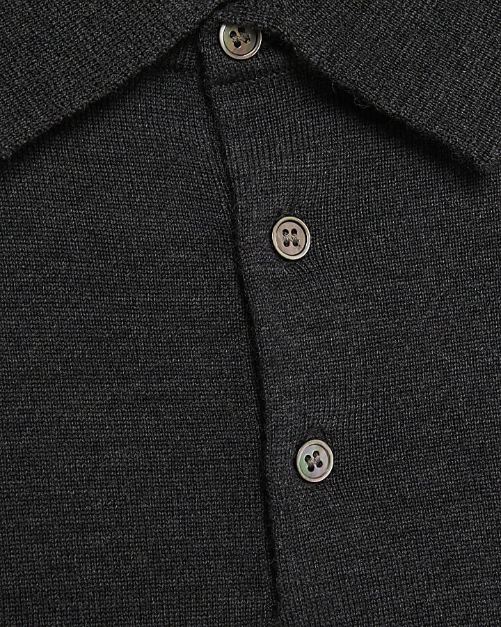 Grey Premium Merino Wool Polo Shirt