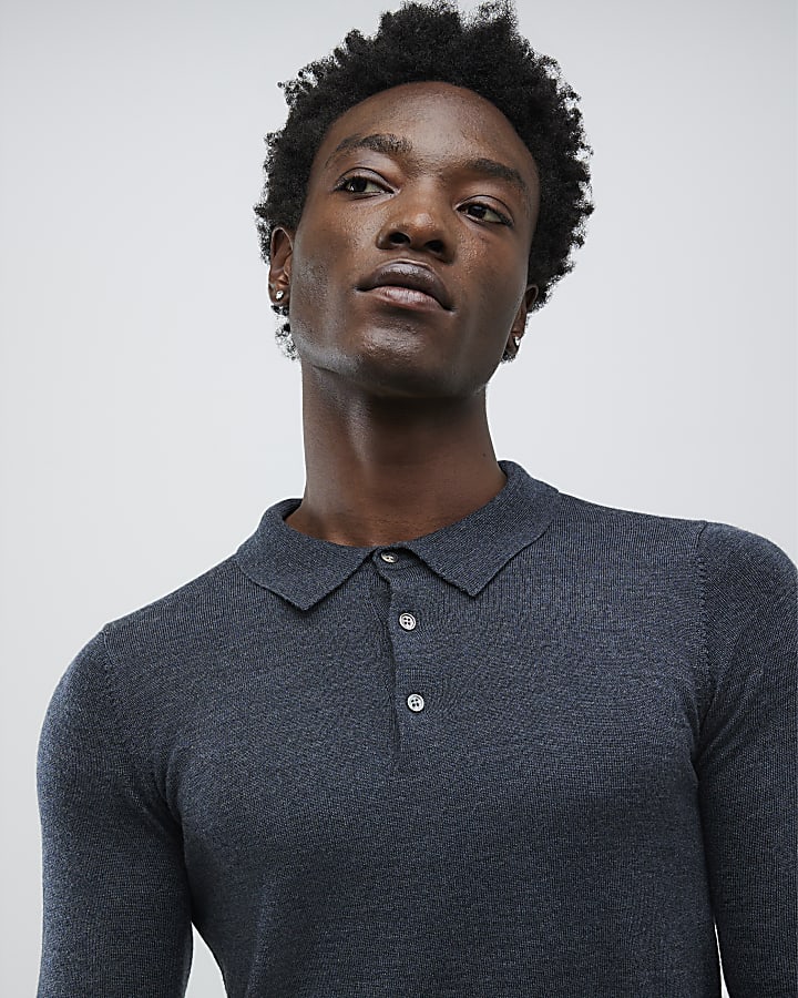 Grey Premium Merino Polo Shirt