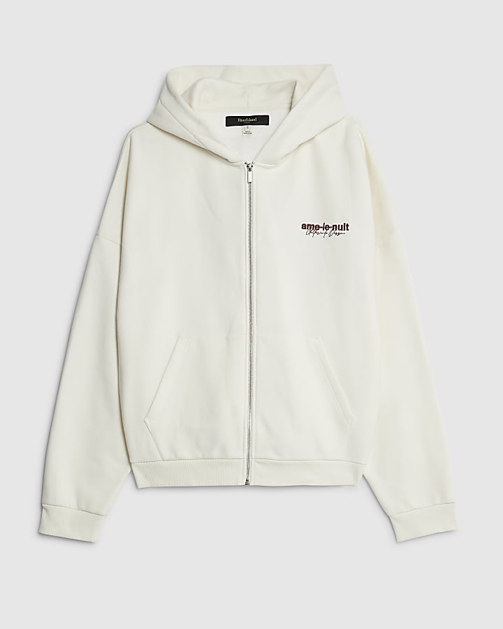 Cream Oversized Fit Ame Le Nuit Hoodie