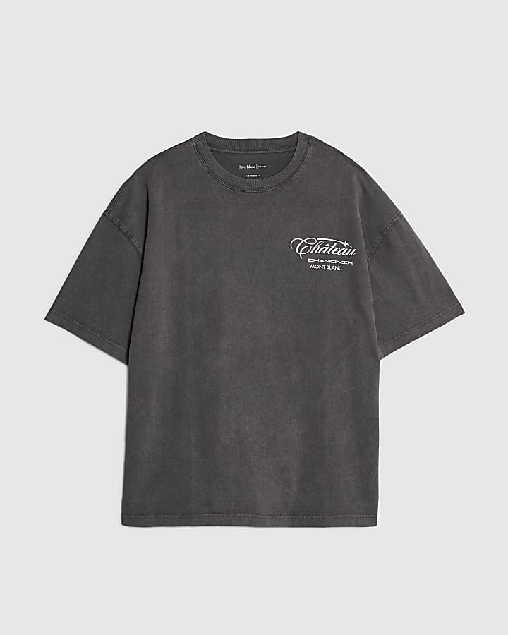 Grey Oversized Fit Chateaux Chamonix T-Shirt