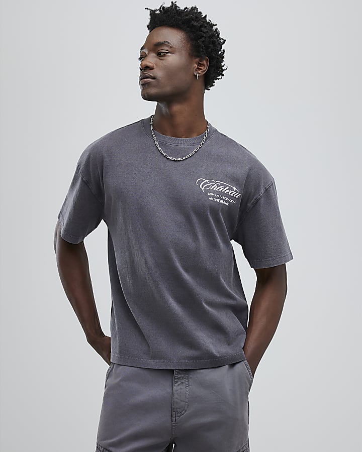 Grey Oversized Fit Chateaux Chamonix T-Shirt