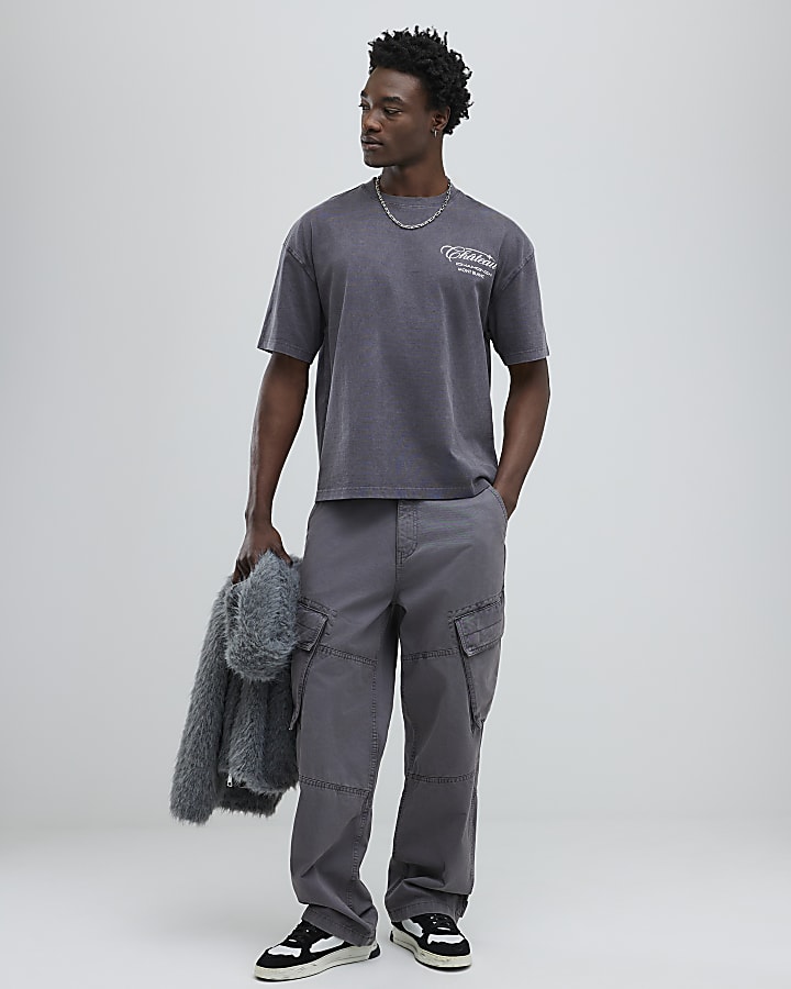 Grey Oversized Fit Chateaux Chamonix T-Shirt