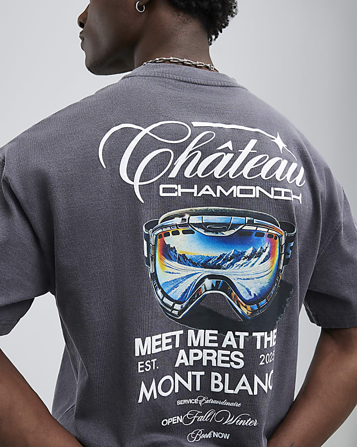 Grey Oversized Fit Chateaux Chamonix T-Shirt