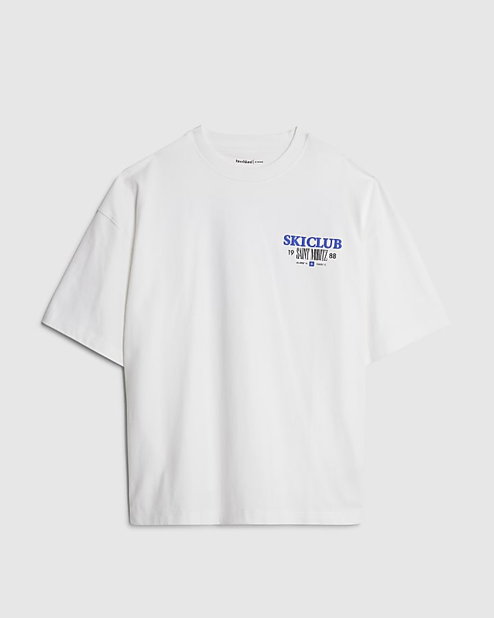 White Oversized Fit Ski Club T-Shirt