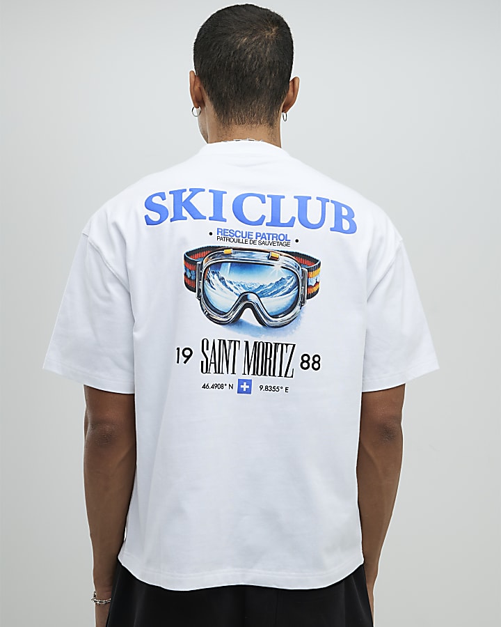 White Oversized Fit Ski Club T-Shirt