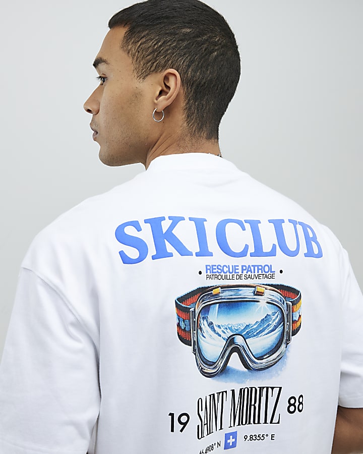 White Oversized Fit Ski Club T-Shirt