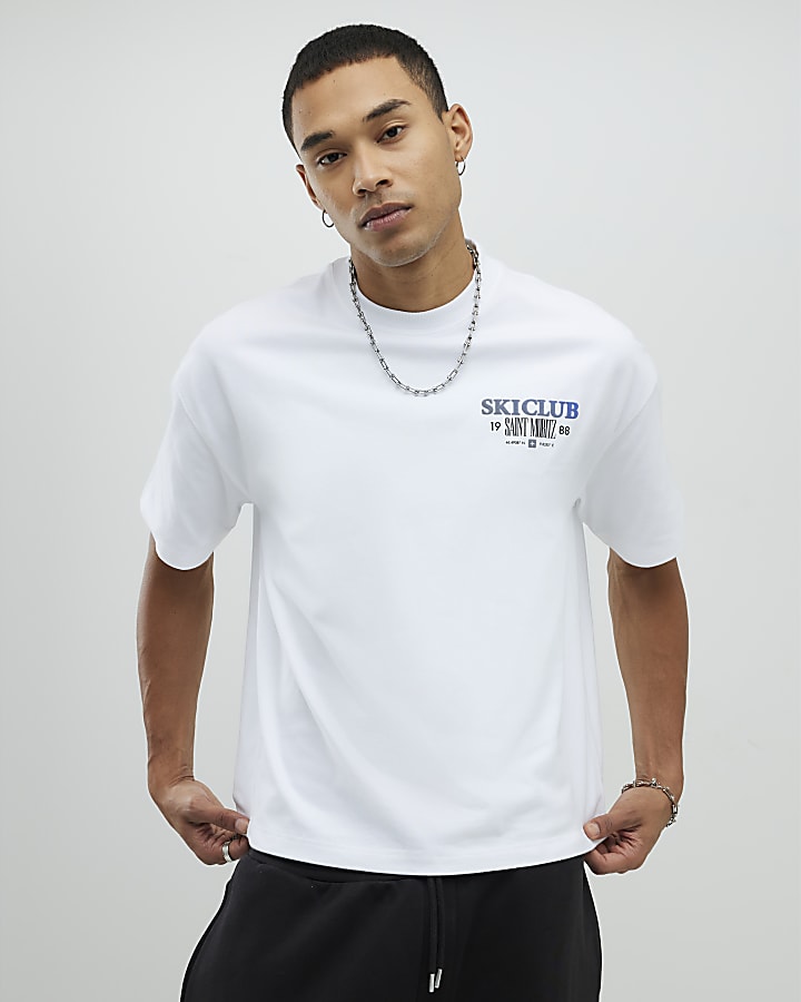 White Oversized Fit Ski Club T-Shirt