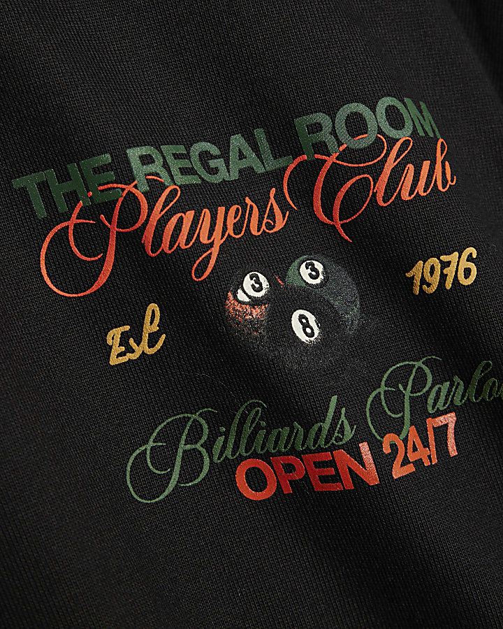 Black Oversized Fit Players Club Pool T-Shirt