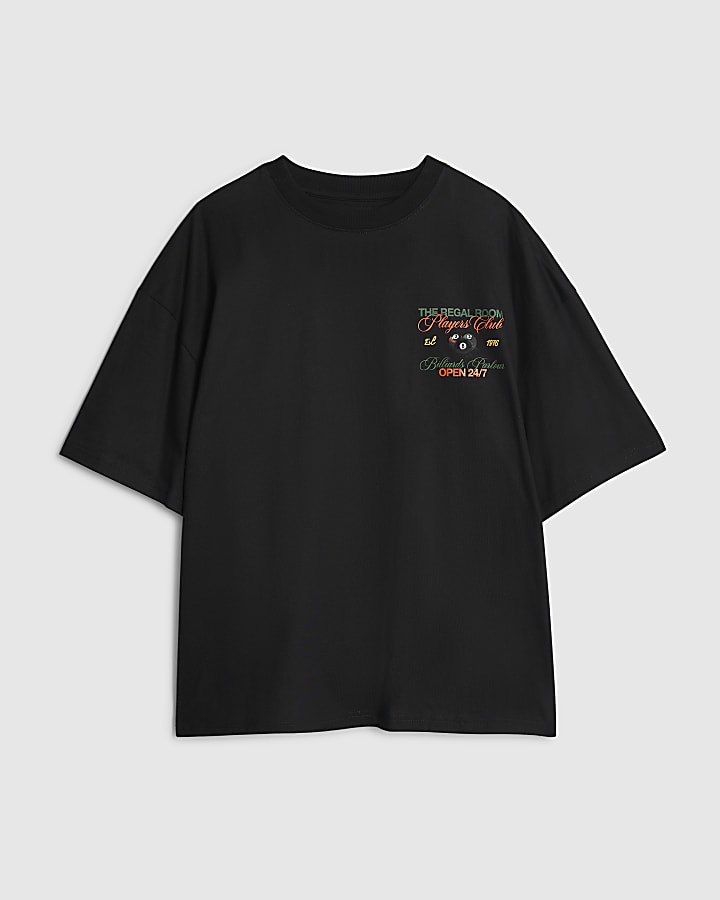 Black Oversized Fit Players Club Pool T-Shirt